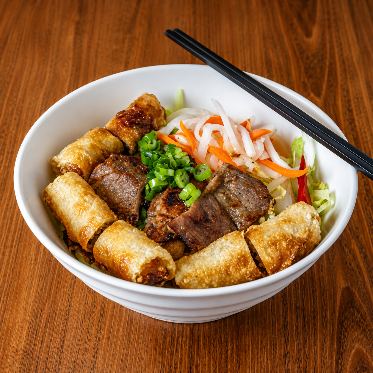 Bún Chả Giò Thịt Heo Nướng — grilled pork & spring roll vermicelli